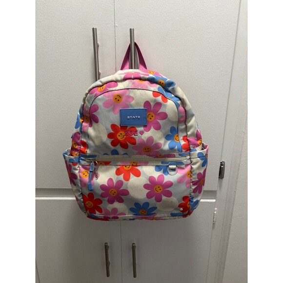 STATE Kids Kane Double Pocket Large Daisies Flowers Backpack RARE FIND used main image 5
